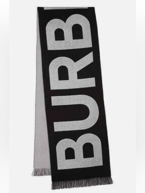 NWT Burberry Metallic Logo Wool Scarf